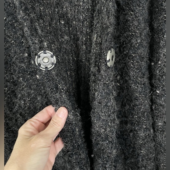 Free People Alpaca Wool Blend Sweater Size Large Grandpa Cardigan Oversized Gray - Picture 7 of 10